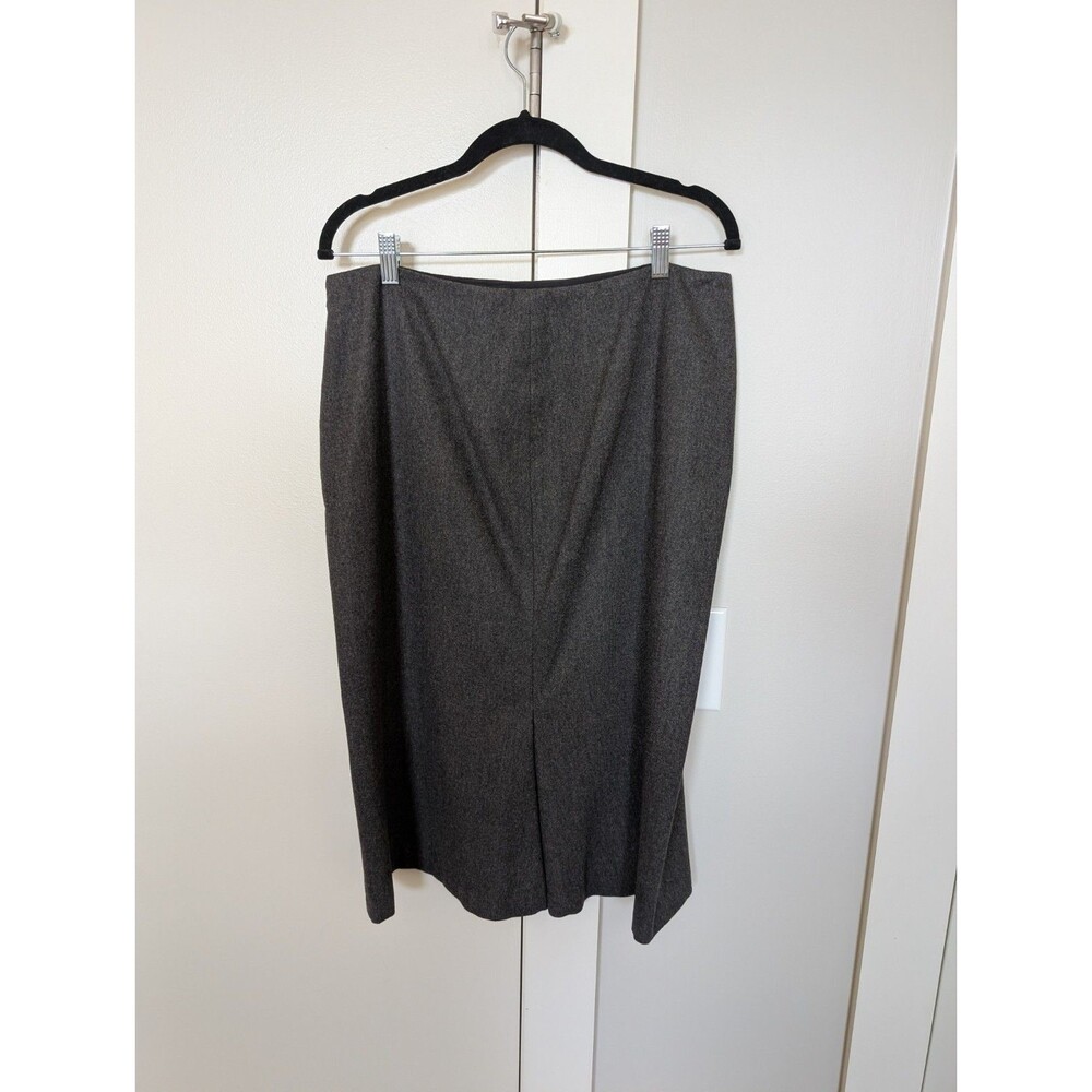 Lauren Ralph Lauren Gray Wool Twill Pencil Knee Skirt Lined Slit sz 12 Office